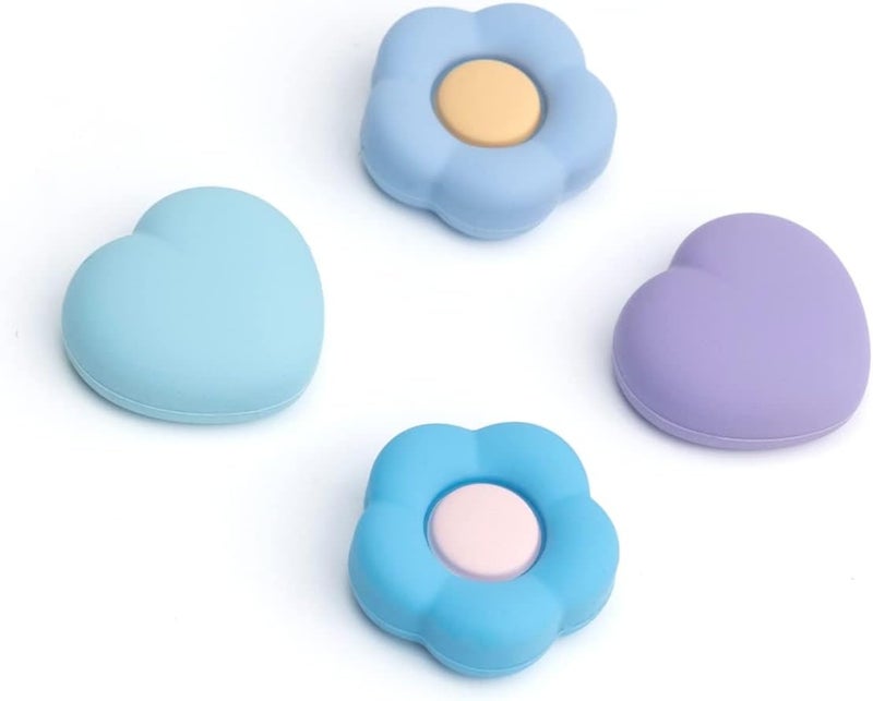 GEEKSHARE Silicone Joy Con Thumb Grip Caps, Joystick Cover Compatible with Switch/OLED/Switch Lite,4PCS - Heart & Flower (Blue&Purple) - Image 1